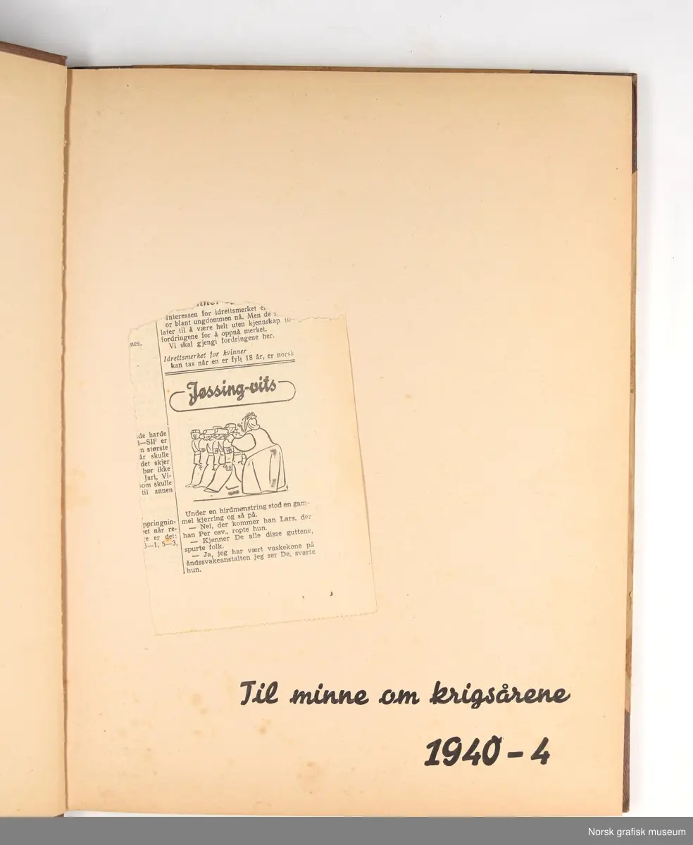 Minnebok til minne om krigsårene 1940-4