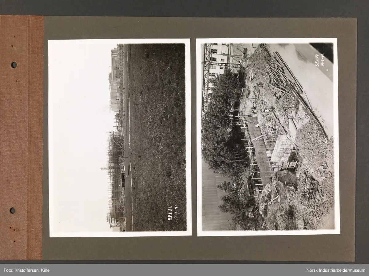 Fotoalbum med 20 sider og 37 innlimte fotografier fra Norsk Hydro på Herøya.
