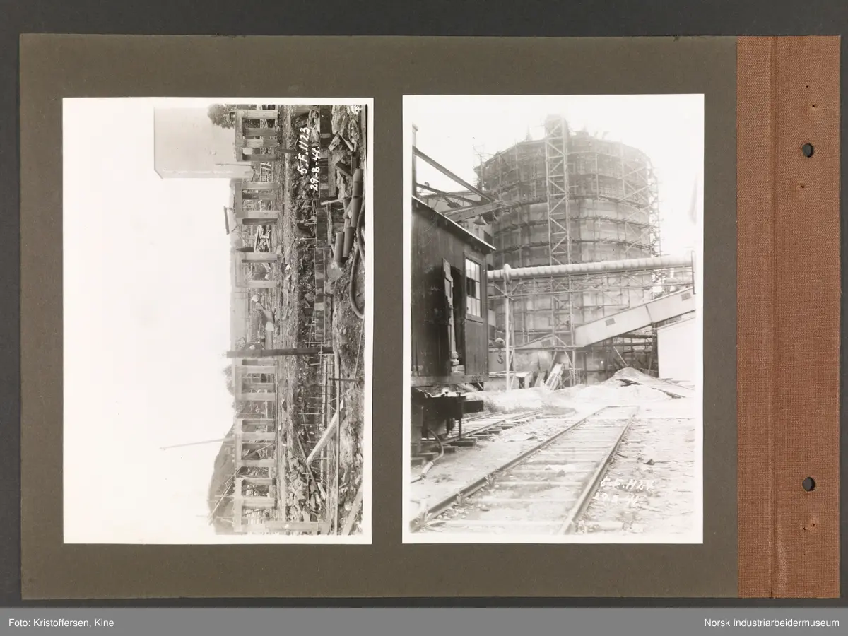 Fotoalbum med 20 sider og 37 innlimte fotografier fra Norsk Hydro på Herøya.
