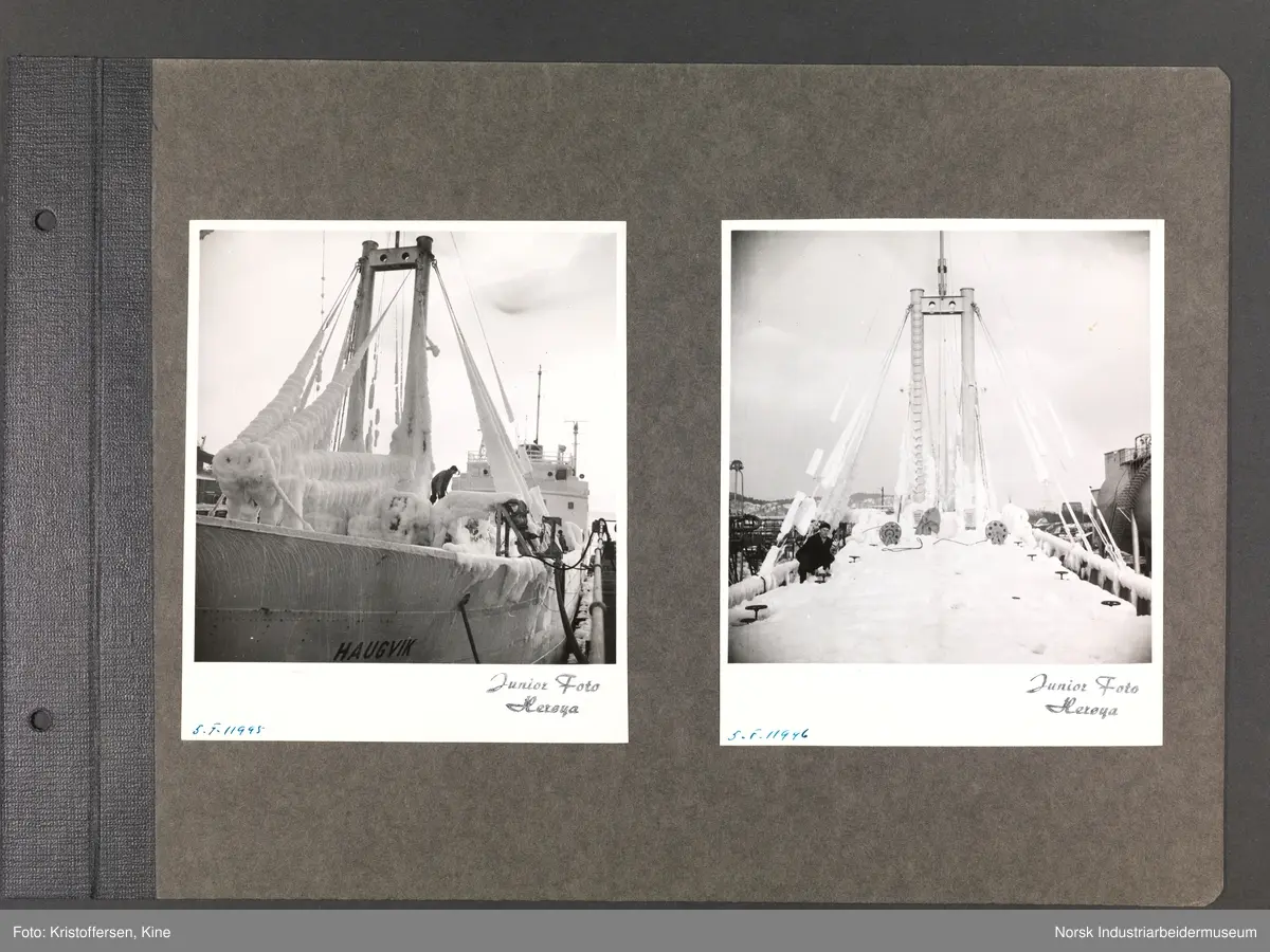 Fotoalbum med 48 sider og 61 innlimte fotografier fra Norsk Hydro på Herøya.