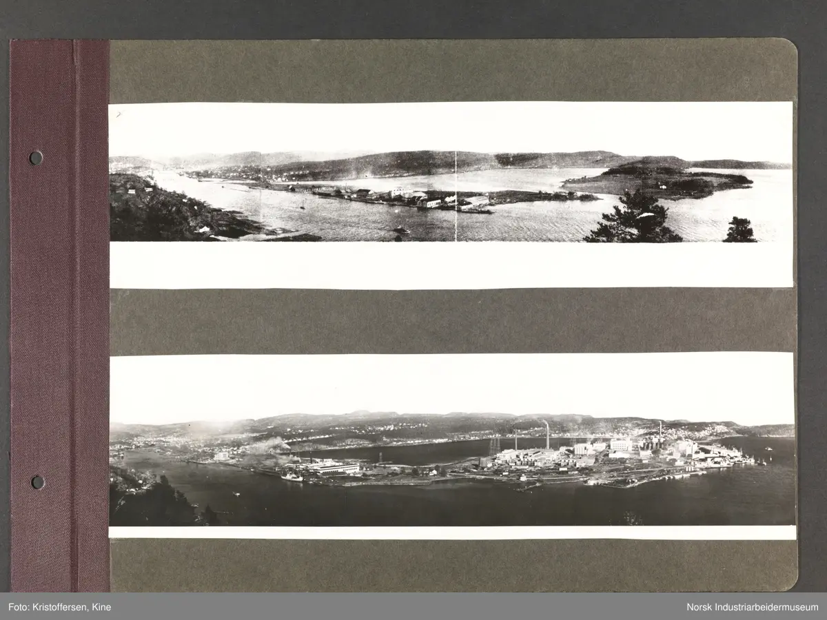 Fotoalbum med 48 sider og 56 innlimte fotografier fra Norsk Hydro på Herøya.