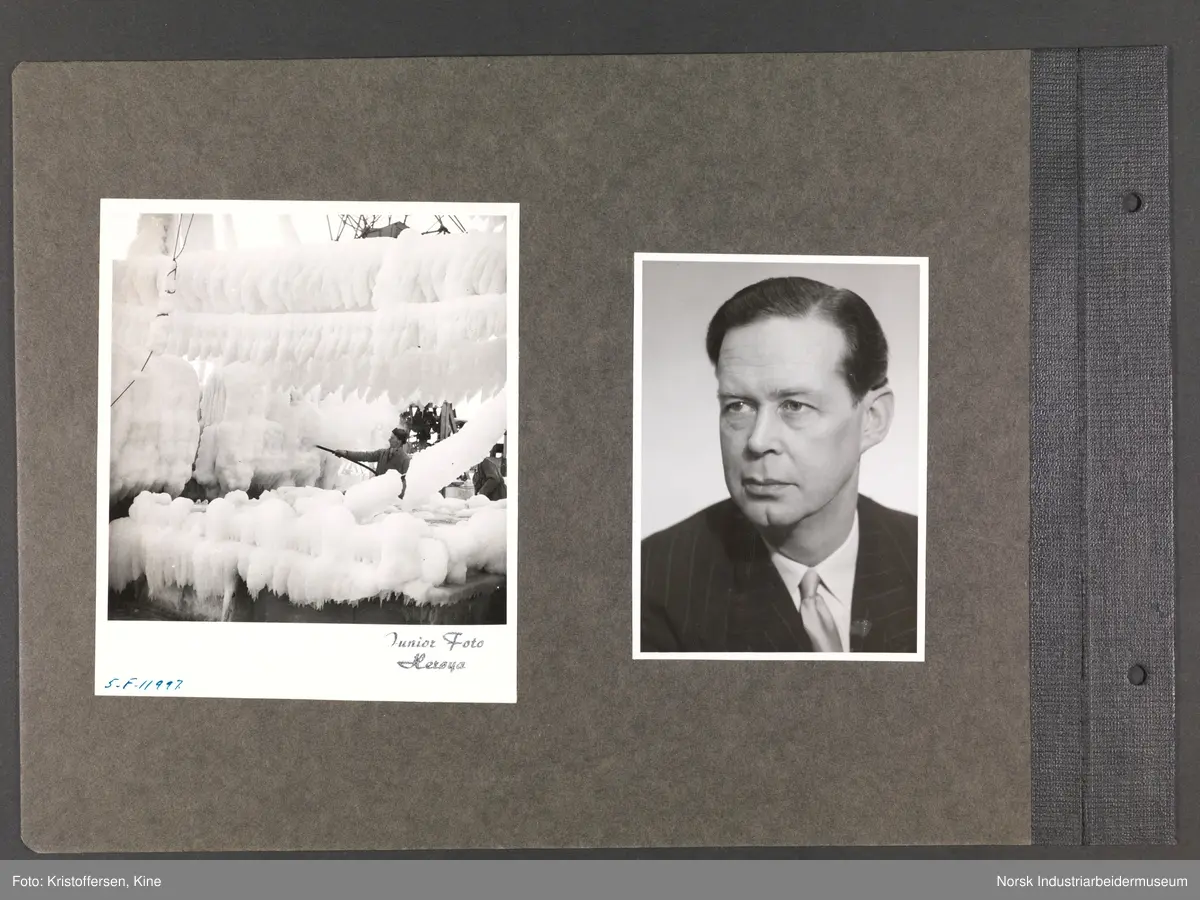 Fotoalbum med 48 sider og 61 innlimte fotografier fra Norsk Hydro på Herøya.