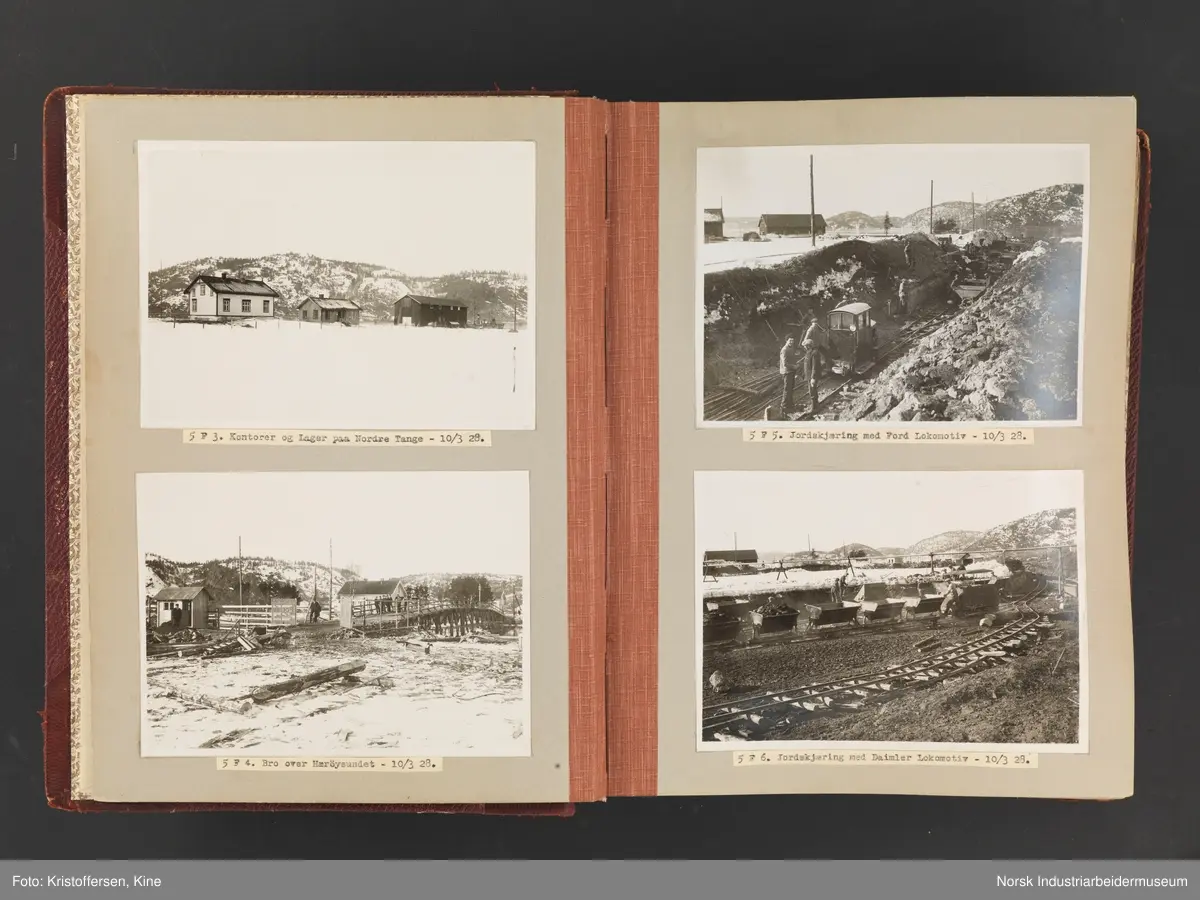 Fotoalbum med 88 sider og 164 innlimte fotografier fra Norsk Hydro på Herøya. Fotografiene viser starten av Eidanger Salpeterfabriker