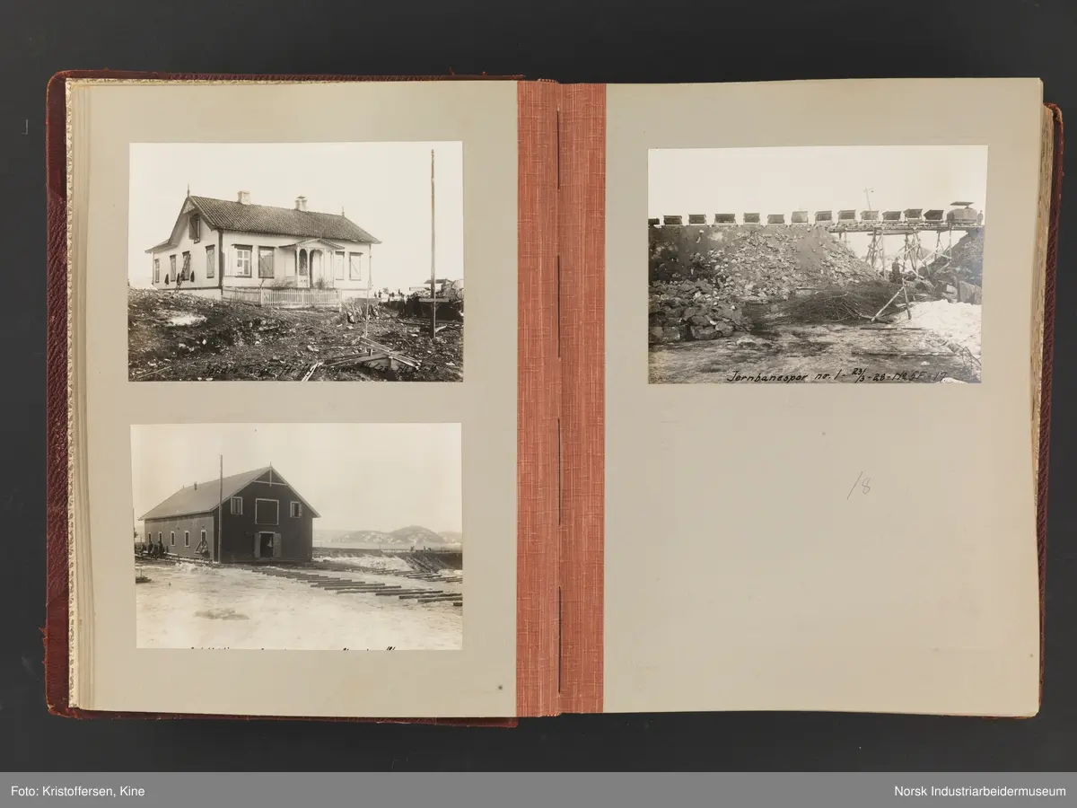 Fotoalbum med 88 sider og 164 innlimte fotografier fra Norsk Hydro på Herøya. Fotografiene viser starten av Eidanger Salpeterfabriker