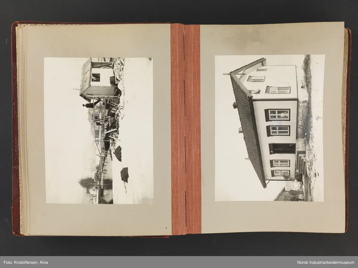 Fotoalbum med 88 sider og 164 innlimte fotografier fra Norsk Hydro på Herøya. Fotografiene viser starten av Eidanger Salpeterfabriker