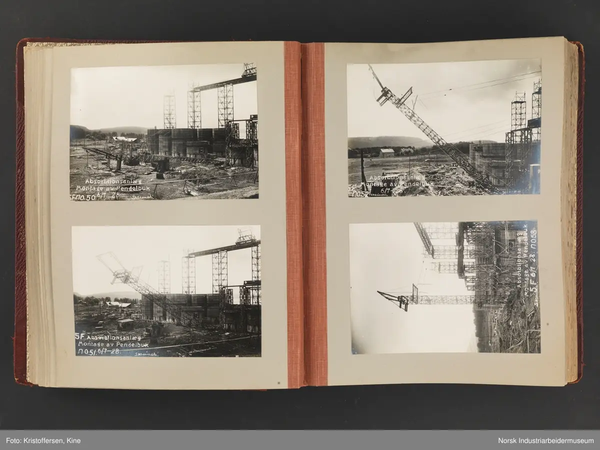 Fotoalbum med 88 sider og 164 innlimte fotografier fra Norsk Hydro på Herøya. Fotografiene viser starten av Eidanger Salpeterfabriker