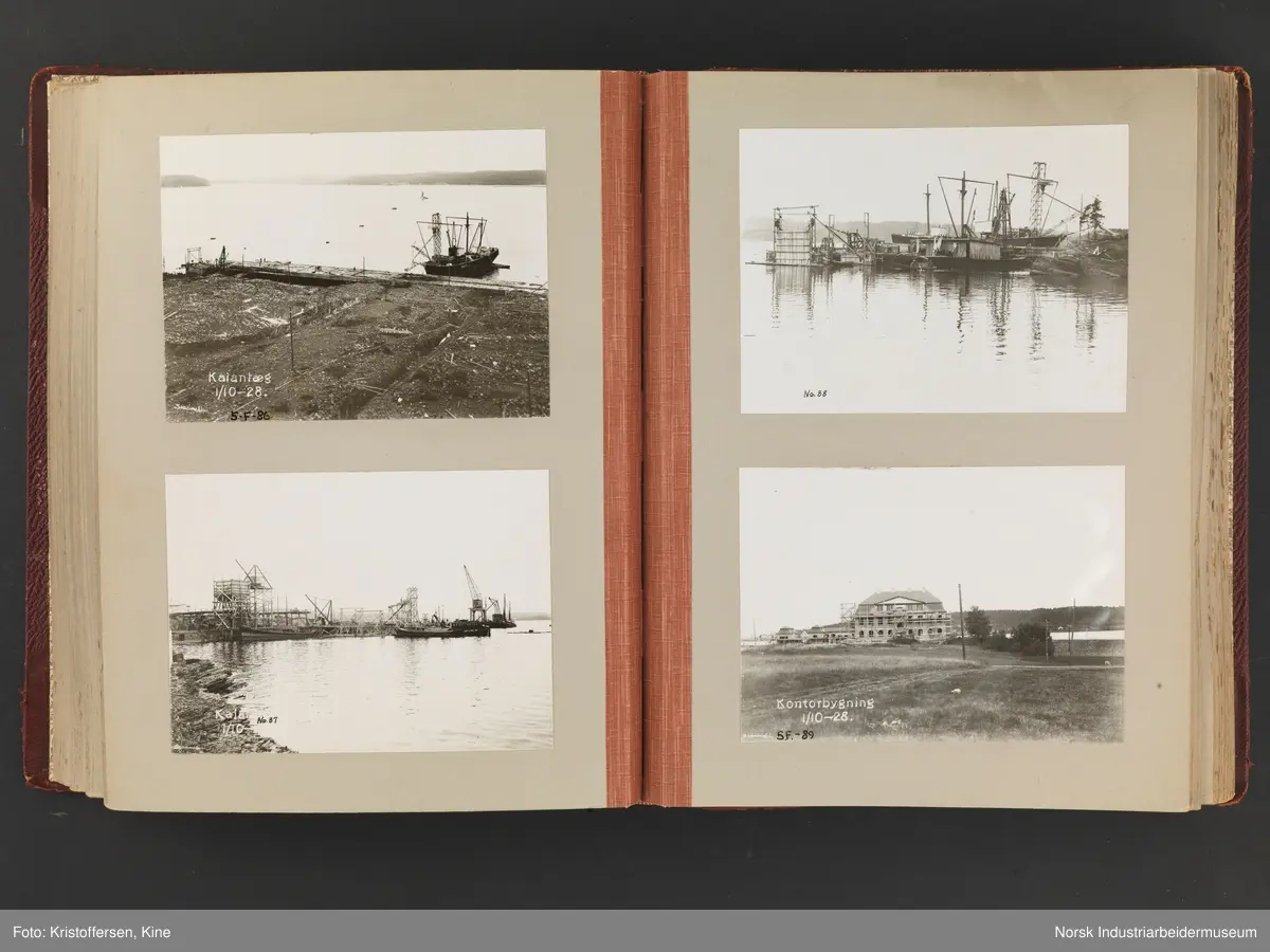Fotoalbum med 88 sider og 164 innlimte fotografier fra Norsk Hydro på Herøya. Fotografiene viser starten av Eidanger Salpeterfabriker