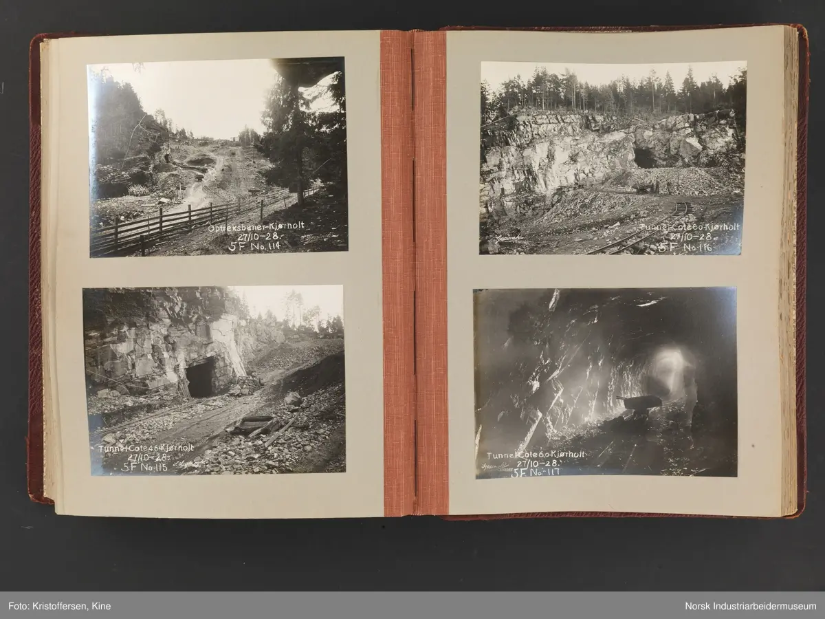 Fotoalbum med 88 sider og 164 innlimte fotografier fra Norsk Hydro på Herøya. Fotografiene viser starten av Eidanger Salpeterfabriker