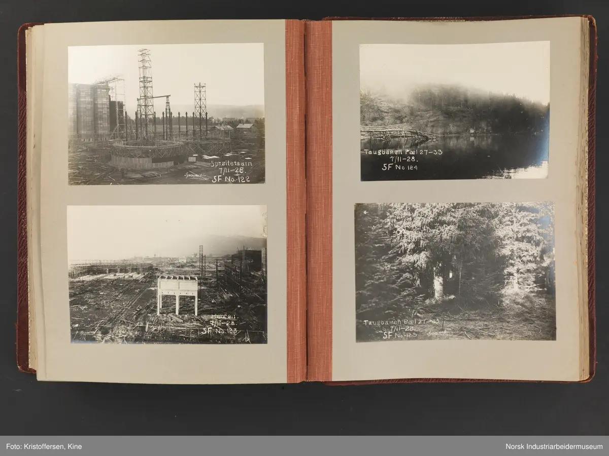 Fotoalbum med 88 sider og 164 innlimte fotografier fra Norsk Hydro på Herøya. Fotografiene viser starten av Eidanger Salpeterfabriker