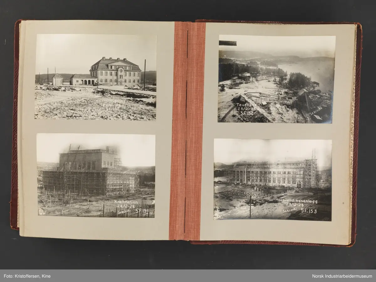 Fotoalbum med 88 sider og 164 innlimte fotografier fra Norsk Hydro på Herøya. Fotografiene viser starten av Eidanger Salpeterfabriker