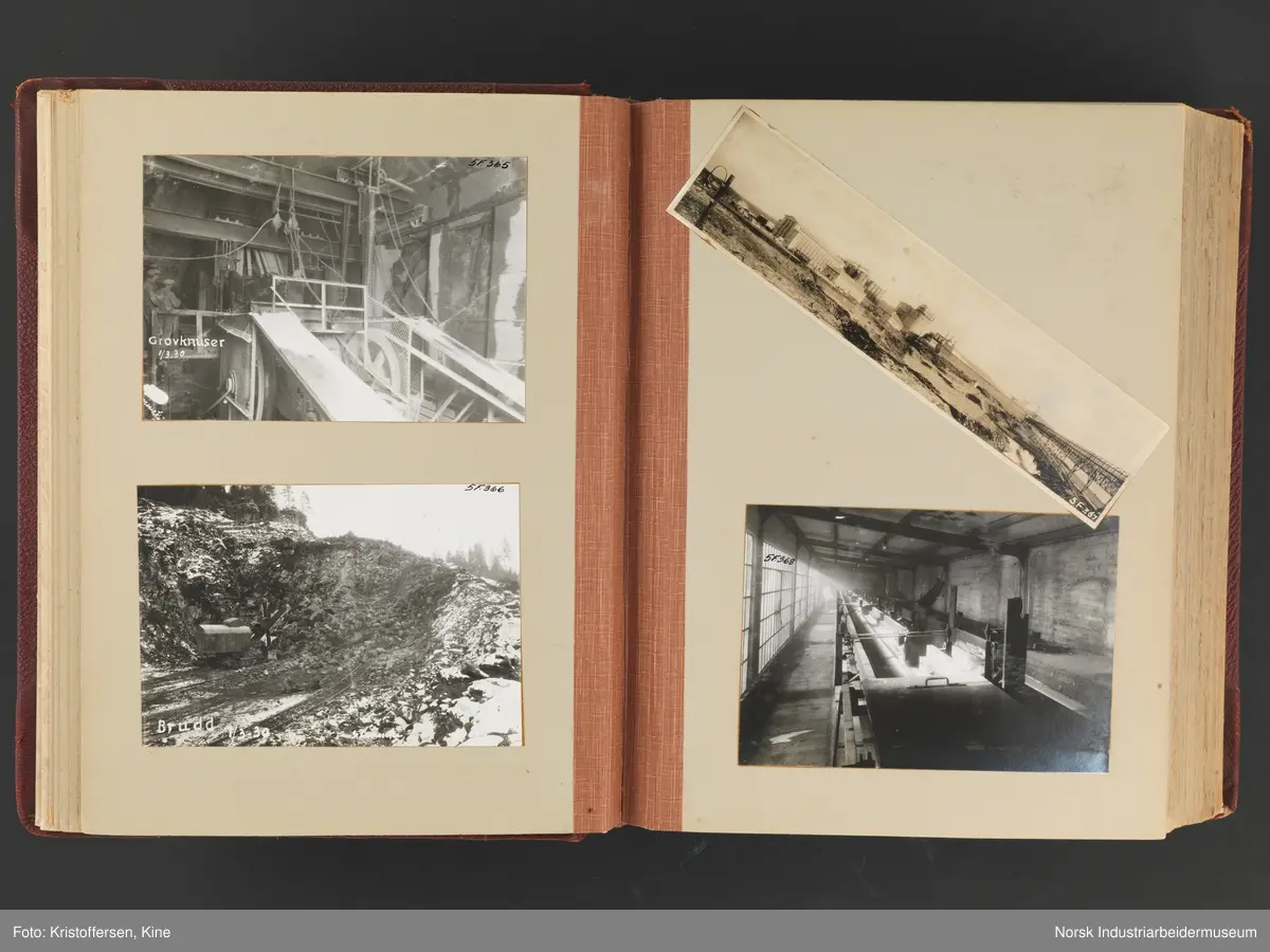 Fotoalbum med 88 sider og 116 innlimte fotografier fra Norsk Hydro på Herøya. Fotografiene viser starten av Eidanger Salpeterfabriker