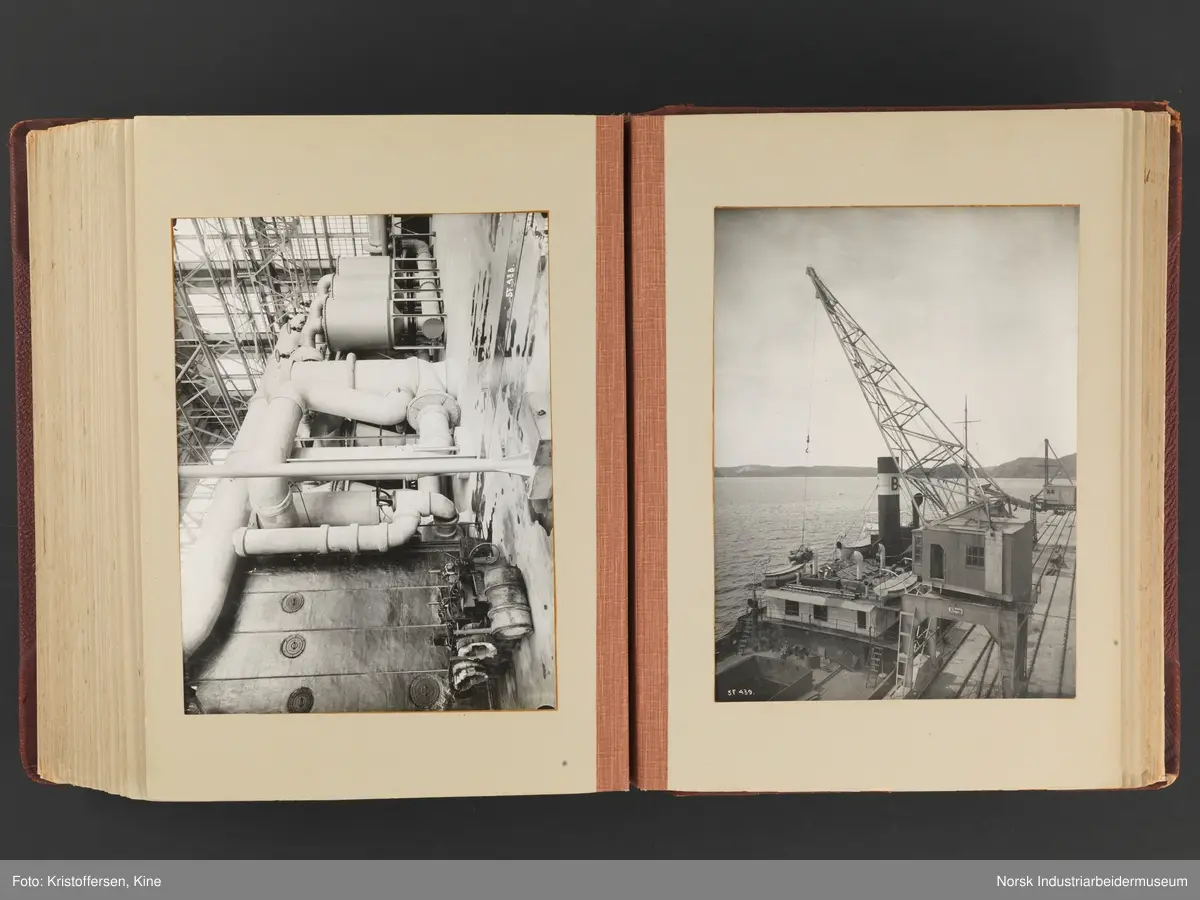 Fotoalbum med 88 sider og 116 innlimte fotografier fra Norsk Hydro på Herøya. Fotografiene viser starten av Eidanger Salpeterfabriker