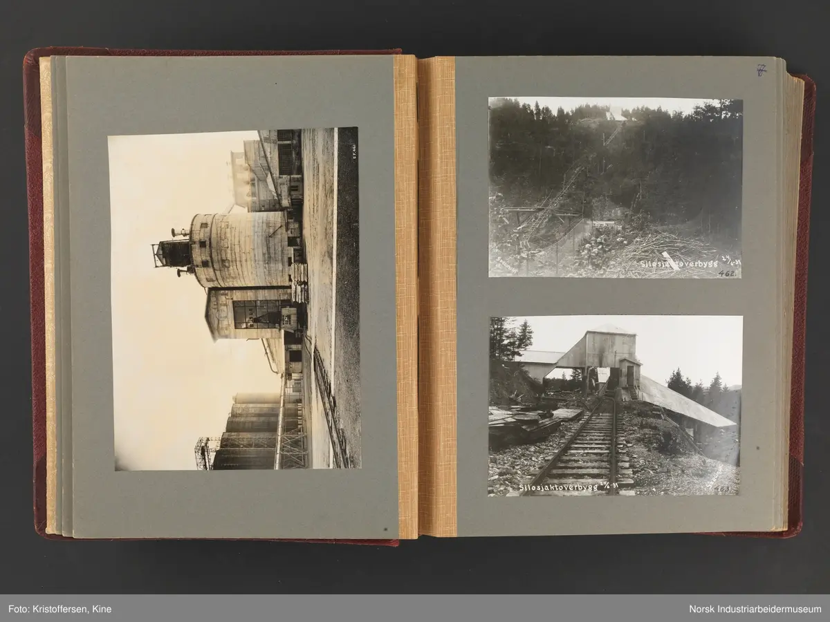 Fotoalbum med 88 sider og 116 innlimte fotografier fra Norsk Hydro på Herøya. Fotografiene viser starten av Eidanger Salpeterfabriker