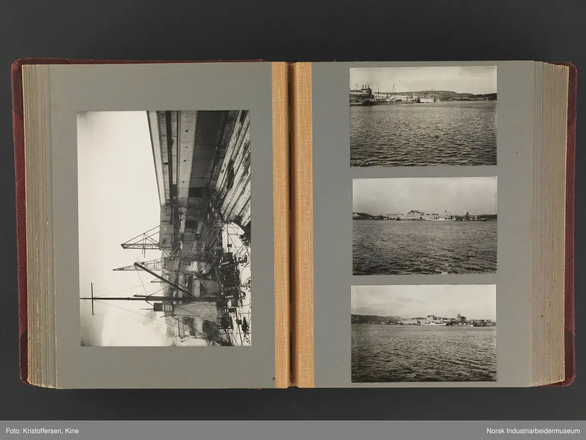 Fotoalbum med 88 sider og 116 innlimte fotografier fra Norsk Hydro på Herøya. Fotografiene viser starten av Eidanger Salpeterfabriker