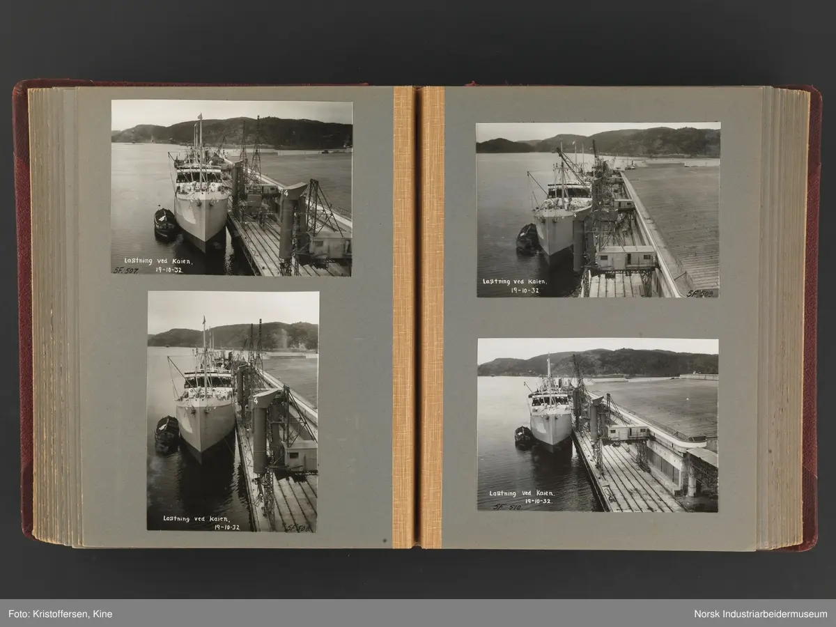 Fotoalbum med 88 sider og 116 innlimte fotografier fra Norsk Hydro på Herøya. Fotografiene viser starten av Eidanger Salpeterfabriker