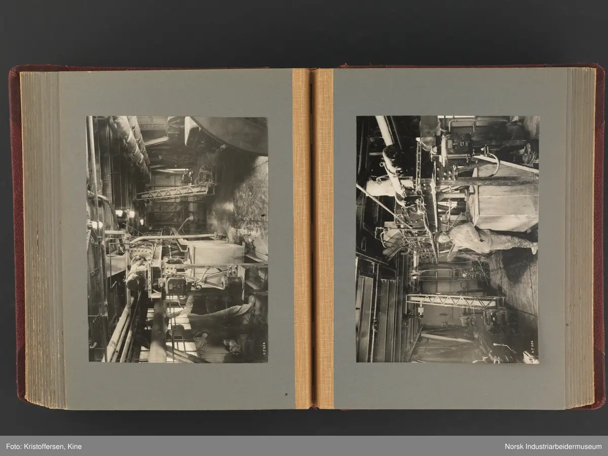 Fotoalbum med 88 sider og 116 innlimte fotografier fra Norsk Hydro på Herøya. Fotografiene viser starten av Eidanger Salpeterfabriker