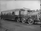 Michelinvagnen längs BJ. Vagnen demonstrationskördes i Sverige 1932.