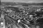 Stationen och staden flygfoto.