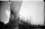 Bild tagen under ombyggnaden 1943 av bron över Skellefteälven vid Kusfors.