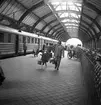 Malmö Central vid Skandiapilens ankomst. Sommaren 1951