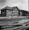 Klippan järnvägsstation. Bilden tagen i samband med elektrifieringen av banan 1943.