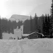 Storlienterrängen, slalomhytten Teveldal. Steinfjället i bakgrunden.