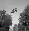 100-årsfirande av järnvägen i Eslöv. Unionsflagga