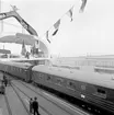 M/S Trelleborg, vagnar föres ombord
Reproduktion 1960