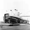 Göteborg Norra, containerterminal. M/S Atlantic Star, byggd 1967 av Ateliers & Chantiers de Dunkerque & Bordeaux, Gironde, Frankrike och levererades till Holland America Lijn, Rotterdam, Holland. Trafikerade Nordatlanten