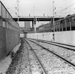 Statens Järnvägar SJ Rc-lok, på sträckan mellan Norra bantorget och Stockholm Bonnierhuset. SJ Centralstationen bangårdsombyggnad.