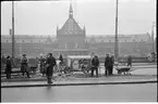 Arbete vid spårvägen utanför Köpenhamn station.