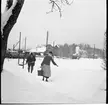 Vattenhämtning. Ängelsberg lokstall i bakgrunden.