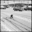 Snöskottning på bangården i Långsele.