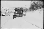 Statens Järnvägar, SJ Tb med plog under snöröjning på Sollefteå bangård.
