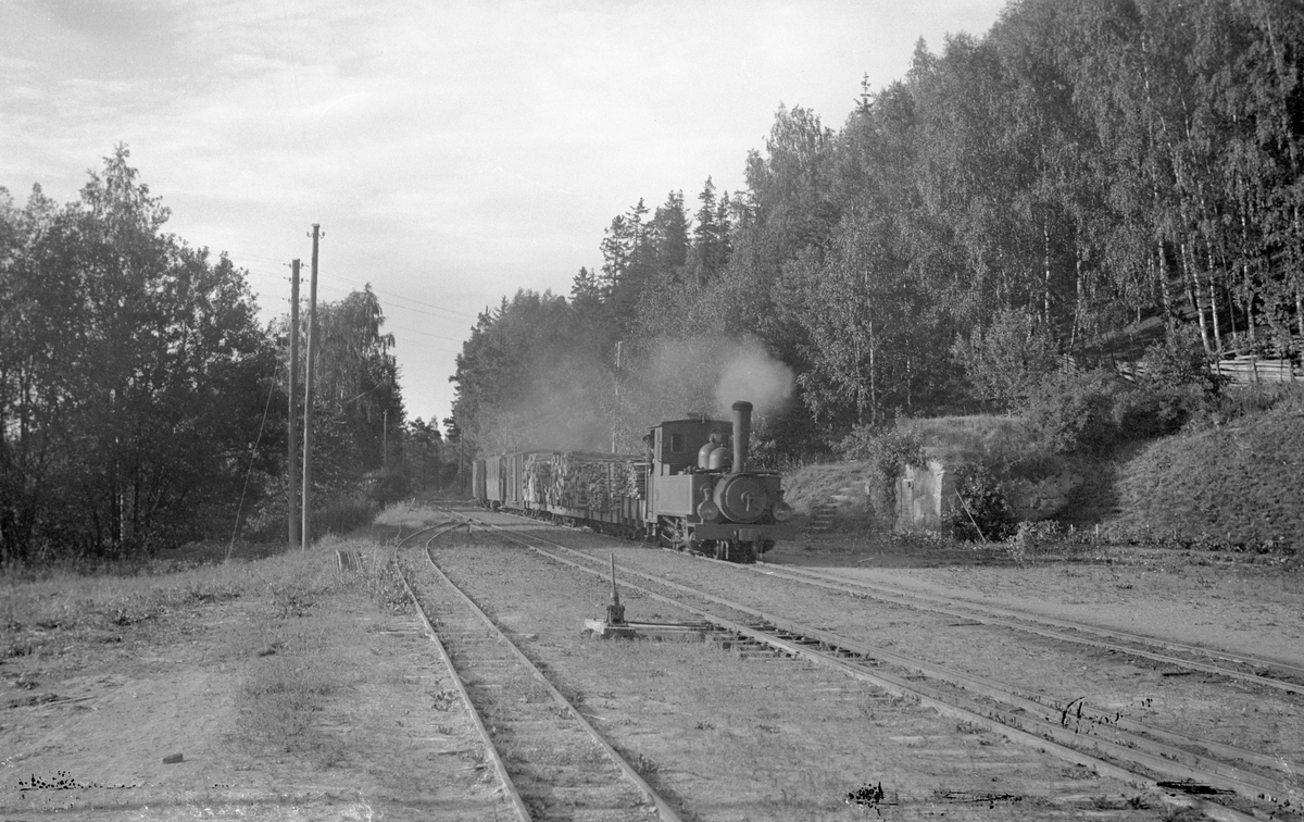 Det så kallade Trådrullatåget på Gripenbergsbanan, Jönköping-Gripenbergs Järnväg. Här vid Brötjemark stationsområde.