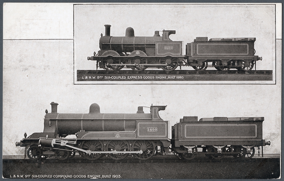 Engelska ånglok, London and North Western Railway, LNWR lok 1400 och LNWR lok 2602.