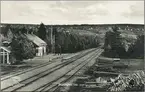 Järnvägsstationen i Skattungbyn. Dala - Hälsinglands Järnväg, DHdj.