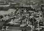 Flygfoto över Skurup. Malmö - Ystads Järnväg, MYJ.