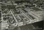 Flygfoto över Skurup. Malmö - Ystads Järnväg, MYJ.