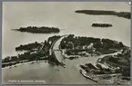 Flygbild över Kanalholmen, Karlsborg.
