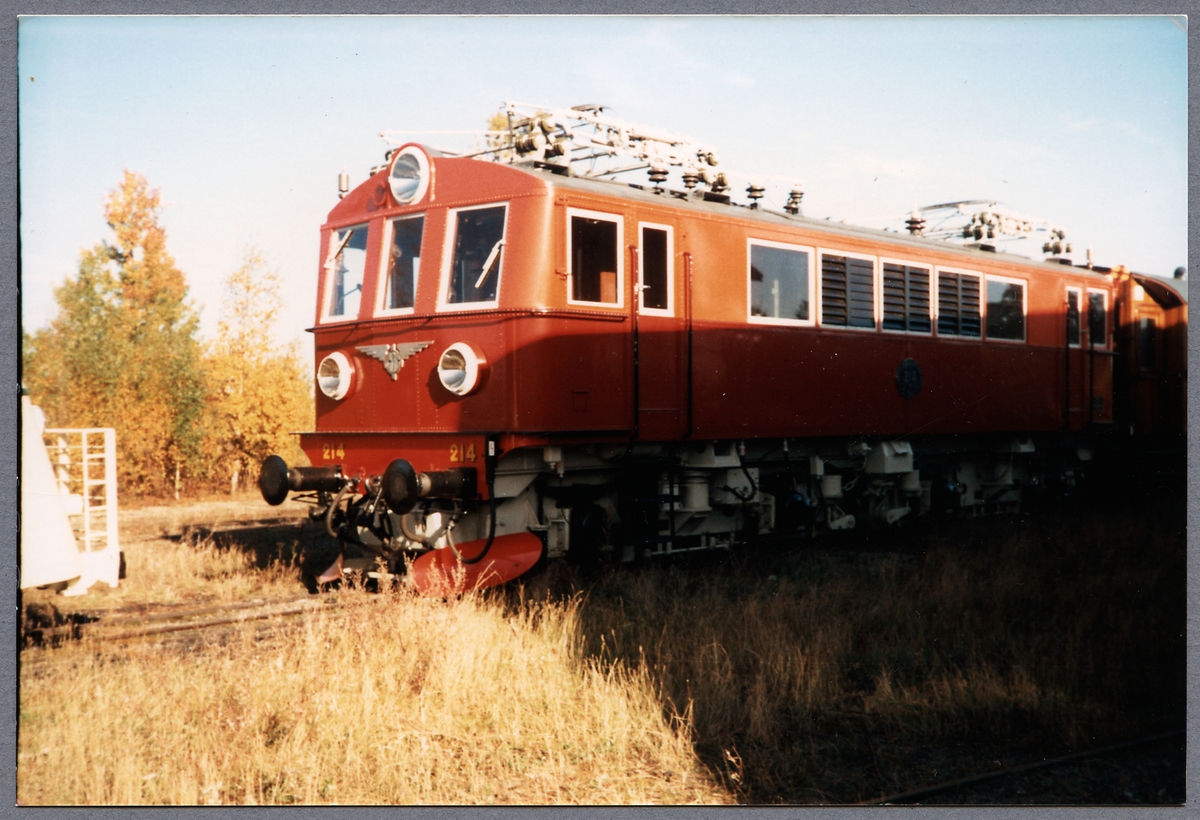Ellok BJ litt O nr 214, SJ Litt Bk N.
Nederdelen mörkröd, överdelen klarröd. Gråvit korg. Emblemen på fronten är GDG:s (Tfv Göteborg-Dalarna-Gävle).
Loket har fyra motorer med en sammanlagd effekt av 2500 hk (1840 kW).

F.d. ID Bk 734

GDG-emblemet framtill har separat inventarienummer Jvm 17211.