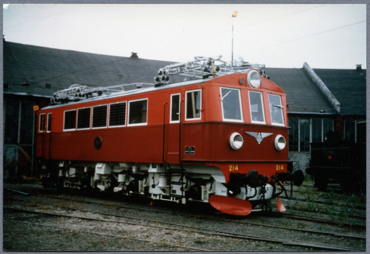 Ellok BJ litt O nr 214, SJ Litt Bk N.
Nederdelen mörkröd, överdelen klarröd. Gråvit korg. Emblemen på fronten är GDG:s (Tfv Göteborg-Dalarna-Gävle).
Loket har fyra motorer med en sammanlagd effekt av 2500 hk (1840 kW).

F.d. ID Bk 734

GDG-emblemet framtill har separat inventarienummer Jvm 17211.