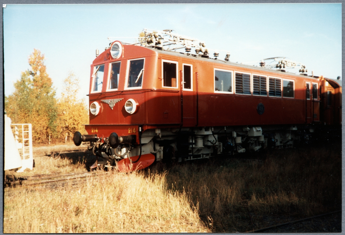 Ellok BJ litt O nr 214, SJ Litt Bk N.
Nederdelen mörkröd, överdelen klarröd. Gråvit korg. Emblemen på fronten är GDG:s (Tfv Göteborg-Dalarna-Gävle).
Loket har fyra motorer med en sammanlagd effekt av 2500 hk (1840 kW).

F.d. ID Bk 734

GDG-emblemet framtill har separat inventarienummer Jvm 17211.