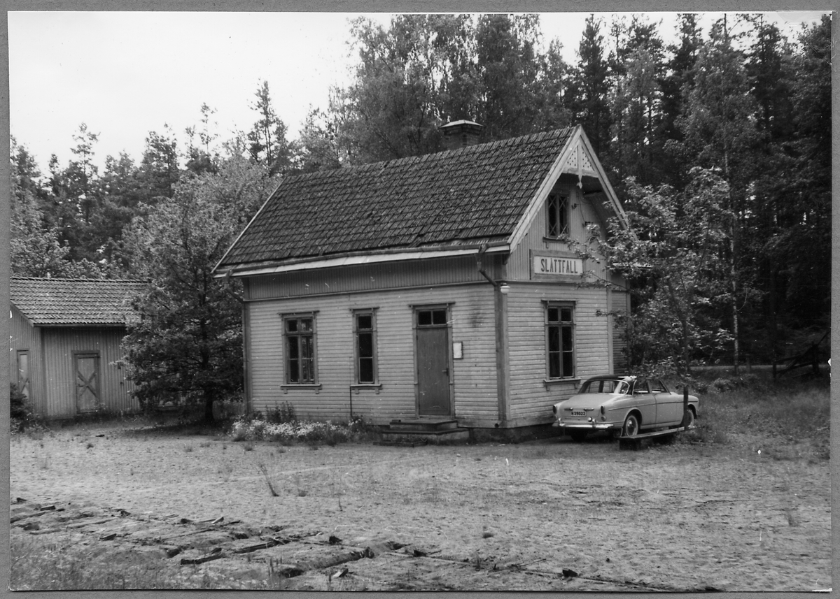 Slättfall station vid tiden för rivning av banan mellan Vimmerby-Spångenäs.