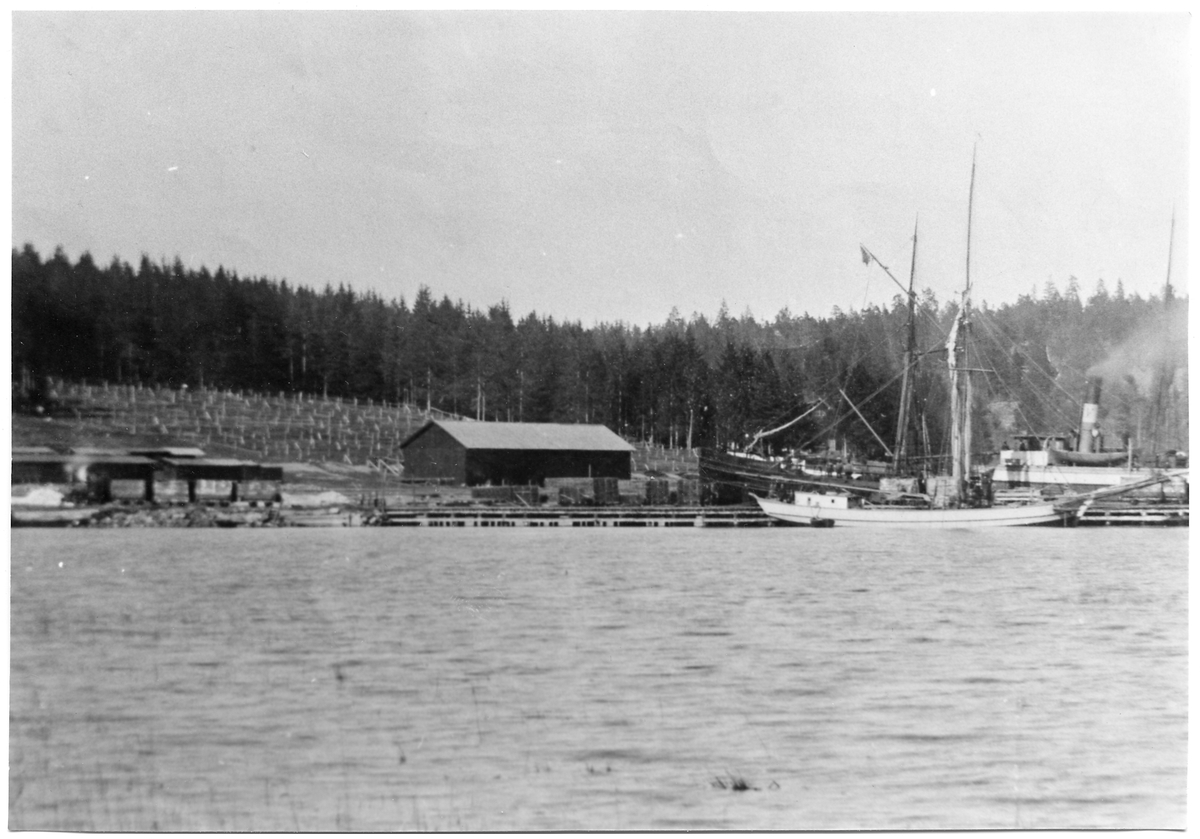 Helgenäs - Eds Bruks lok "Helgenäs" med vagnar vid Edsbruks hamn.