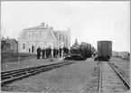 Borgholm station på 1910-talet med personal. BBJ 4. Borgholm - Böda Järnväg.