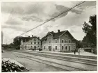 Järnvägsstationen och järnvägshotellet i Fritsla.