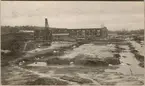 Gefle verkstadsbyggnader under uppbyggnad vid Gävle år 1903. Gävle - Dala Järnväg, GDJ.
