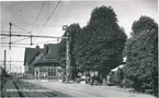 Stationen tillkom 1903 enligt överenskommelse mellan SJ, Statens Järnvägar och KMJ, Karlstad - Munkfors Järnväg. Från 1970 ingick stationen i Karlstad Central. Stationshuset rivet 1971. Vackra kastanjeträt i perrongen.