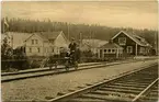 Kursfors järnvägsstation. Familj på dressin.